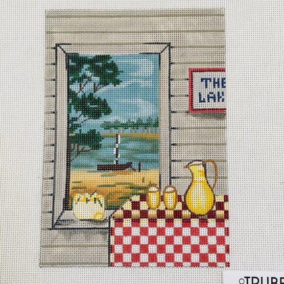 Hand Painted Needlepoint Canvas The Lake by Trubey Designs - Picture 2 of 4